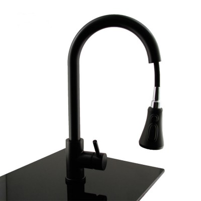 Faucet in Kitchen with Spring Pull 360 Degree Rotation Faucets Faucet Outdoor Black