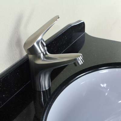 Mounted Satin Cold and Hot Gold Bathroom Faucet Tap