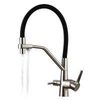 High quality healthy brass sink faucet dual handle dual outlet kitchen purified water faucet